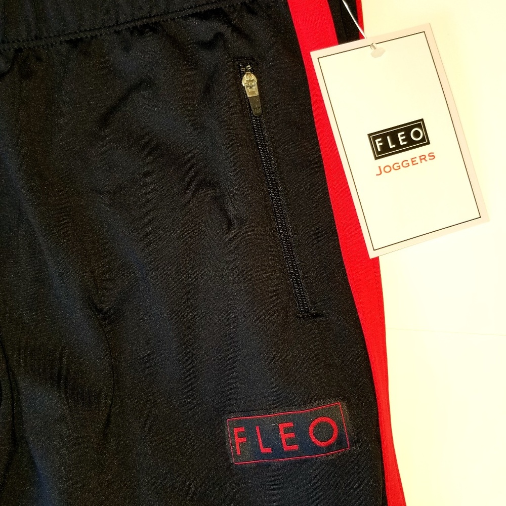 BRAND NEW FLEO Track Joggers in Red and Black